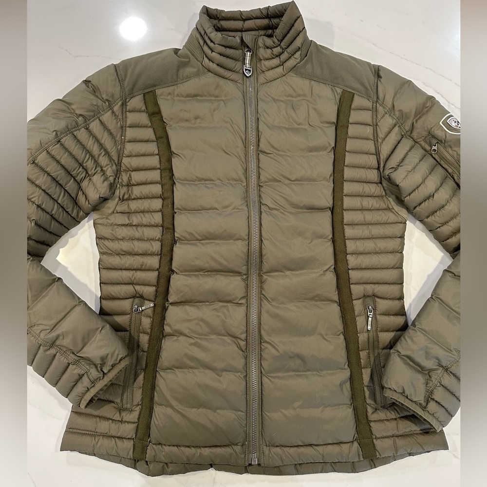 Ladies Kuhl Down Puffer Coat size Medium Olive green